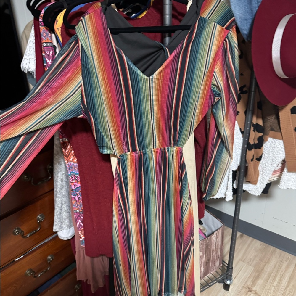 Calvin Klein Vibrant Multicolor Long Sleeve Dress